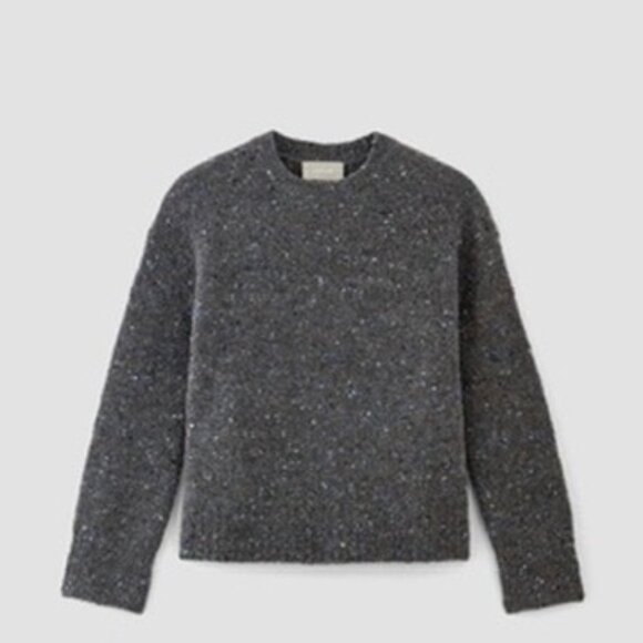 EVERLANE Confetti Crew Charcoal Gray Merino Wool Sweater Medium - Picture 2 of 15